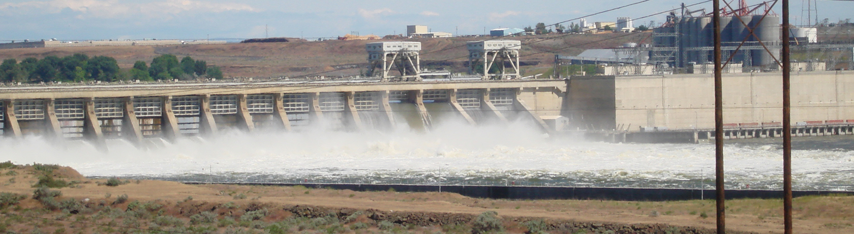 Photo of hydropower dam at the river.
